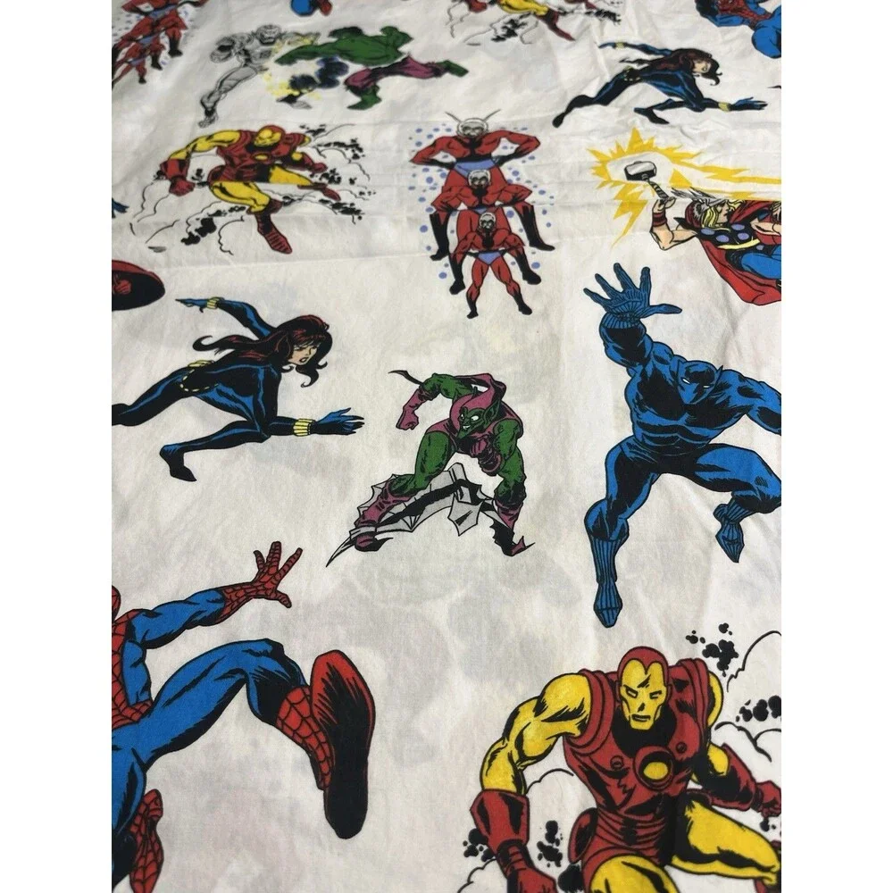 Pottery Barn Kids Marvel Avengers Flat Sheet Only 100% Cotton Queen Size